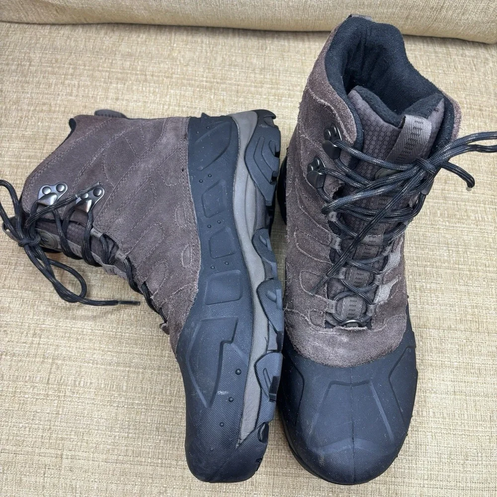 Merrell Men Moab Polar Boot 11.5 Waterproof Brown Suede Hiking Insulated Icegrip